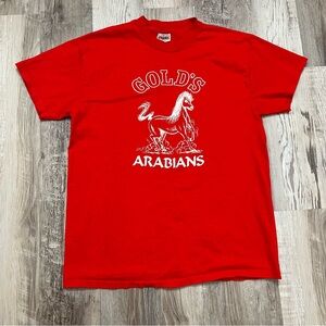 Vintage 80s Gold Arabians Horse Shirt Mens XL 1982 Red Single Stitch USA